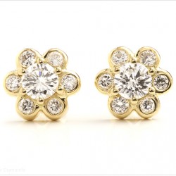 Bespoke diamond daisy earrings. Re-created in 18ct Yellow Gold.