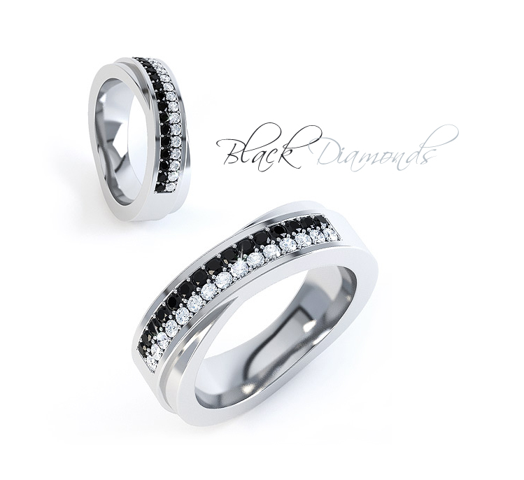 Black and White Diamond ring made by bespoke design.