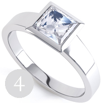 Princess cut engagement ring with full bezel setting