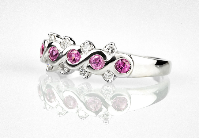 Pink Sapphire & Diamond Wedding Ring Pink Sapphire & Diamond Wedding Ring