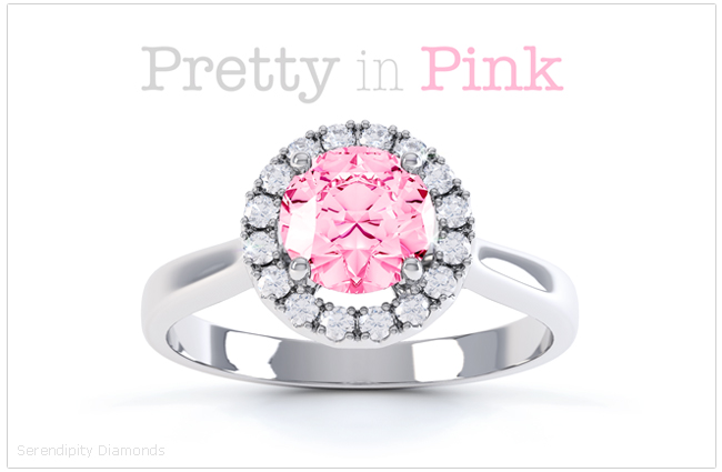 Pink Sapphire and Diamond Halo Engagement Ring Pretty in Pink Sapphire & Diamond Halo Engagement Ring R1D007S