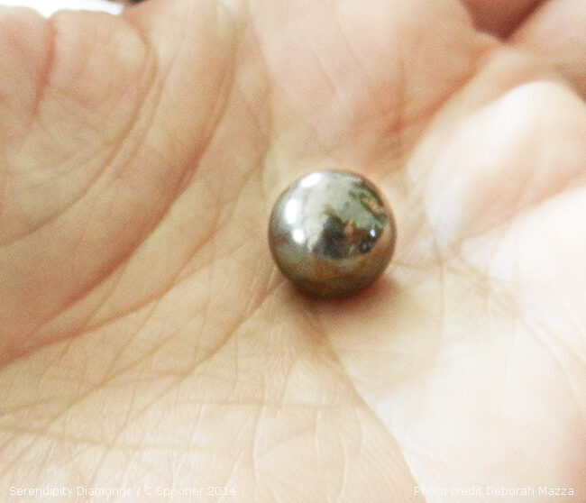 9.41ct perfect spherical diamond that looks like a pearl. Photo credit Deborah Mazza.