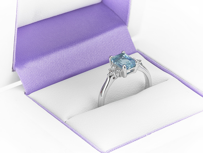 Aquamarine birthstone engagement rings