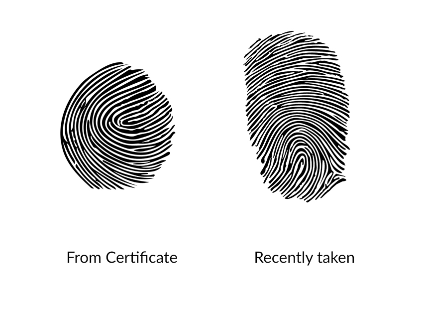 Final fingerprints for the memorial fingerprint engraving