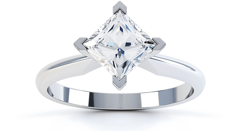Rotated princess cut engagement ring deals