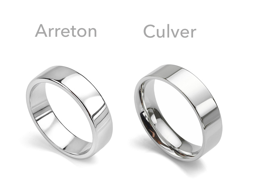 Two styles of plain wedding rings perfect for heart patterned fingerprint wedding rings