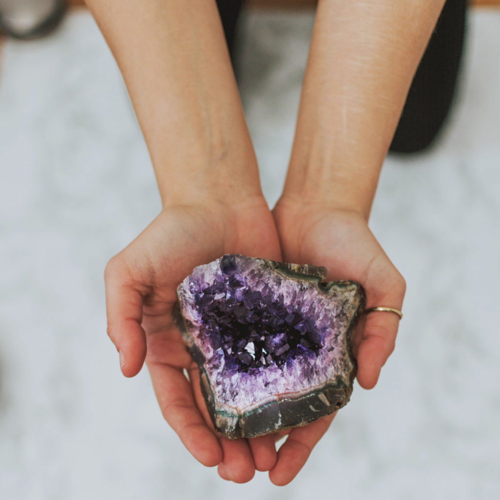 Amethyst February's Birthstone - Geode in Hand