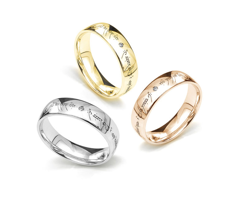 Lord of the Rings Wedding Rings - Elvish Engraved Wedding Rings