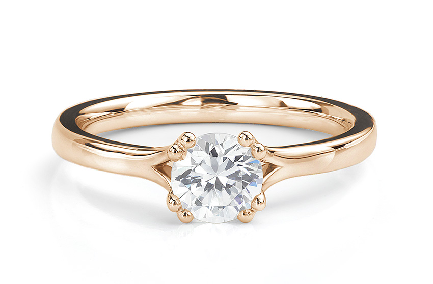 Renoir solitaire engagement ring made in Rose Gold