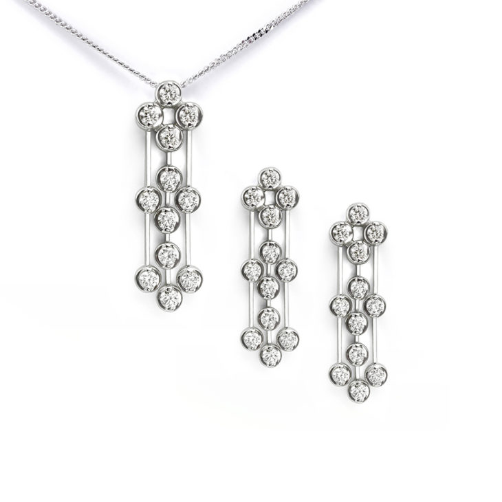 Art Deco Diamond Earring and Pendant 