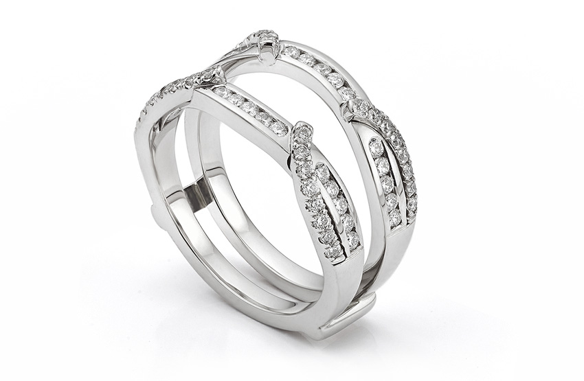 Enhancer wrap style double diamond eternity ring 