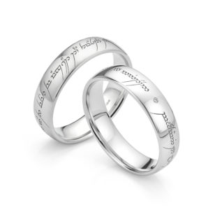 Lord of the Rings Wedding Rings - Elvish Engraved Wedding Rings