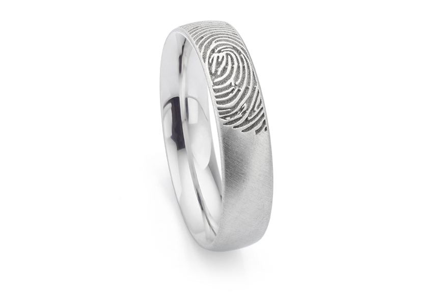 Satin fingerprint wedding ring