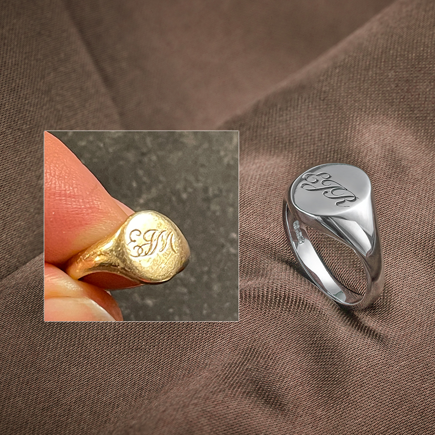 Remaking a signet ring before afterwards