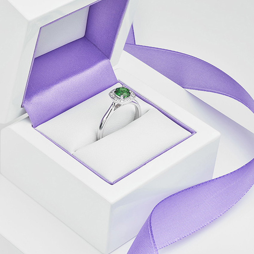 emerald halo engagement ring
