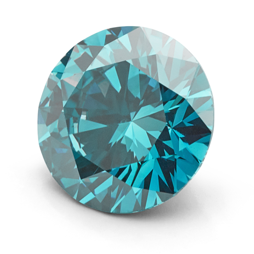 Teal blue diamond. Side view of a lab-grown teal coloured blue diamond. 