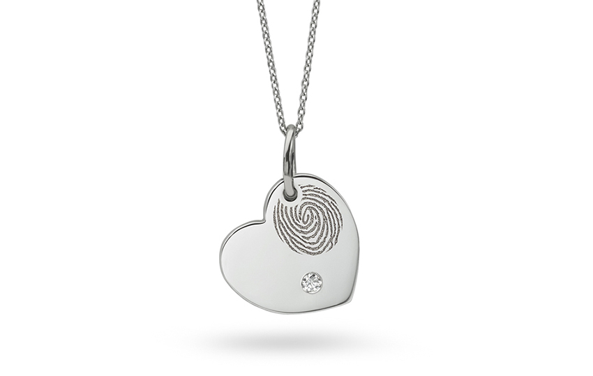 Heart diamond fingerprint necklace