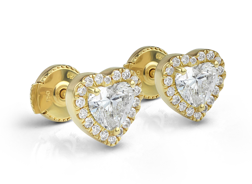 Heart halo diamond earrings with guardian backs