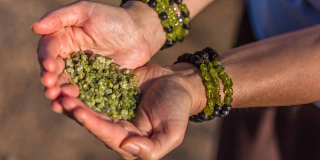 Olivine, the mineral responsible for the gemstone Peridot