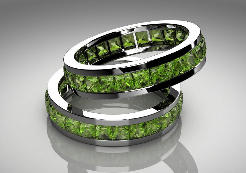Peridot full eternity rings