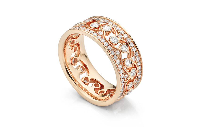 Fusion wedding ring set without an engagement ring in between. Both rings fit and stack together as a double ring set.