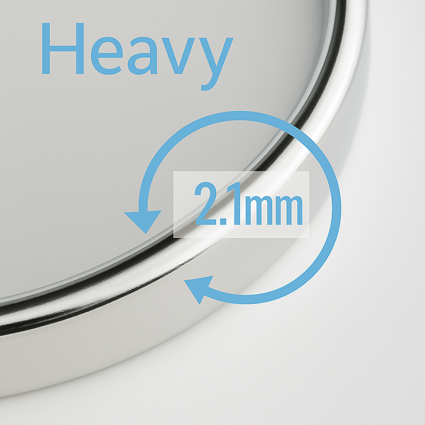 Heavy weight wedding ring 2.1.mm in depth showing the cross section and depth