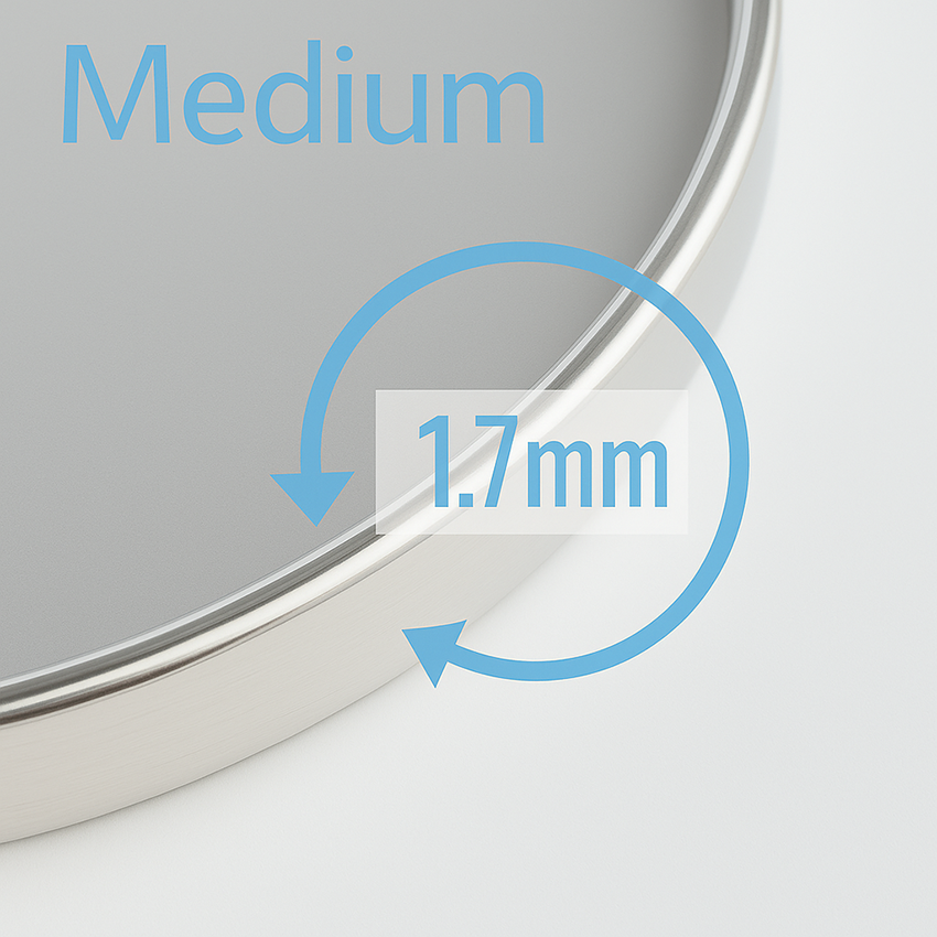 Medium weight wedding ring 1.7mm in depth showing the cross section and depth