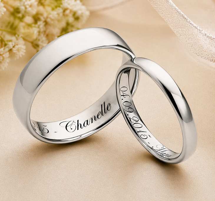 Name engraved wedding rings from Serendipity Diamonds