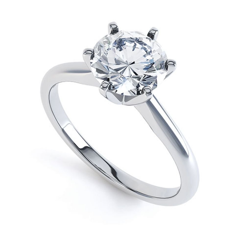 6 Claw Open Solitaire Diamond Engagement Ring