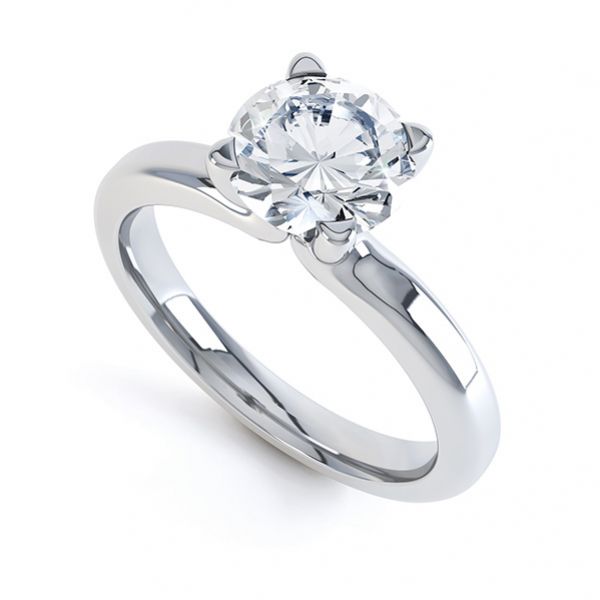 Graceful Swan Styled Four Claw Solitaire Engagement Ring Main Image