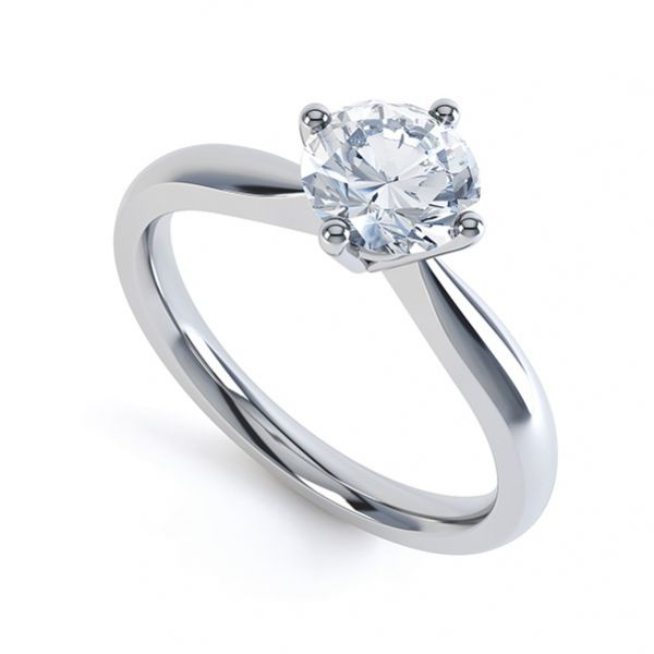 Compass Set Four Claw Round Solitaire Diamond Ring Main Image