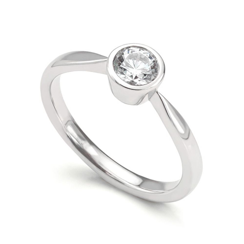 Bezel Set Round Diamond Solitaire Engagement Ring