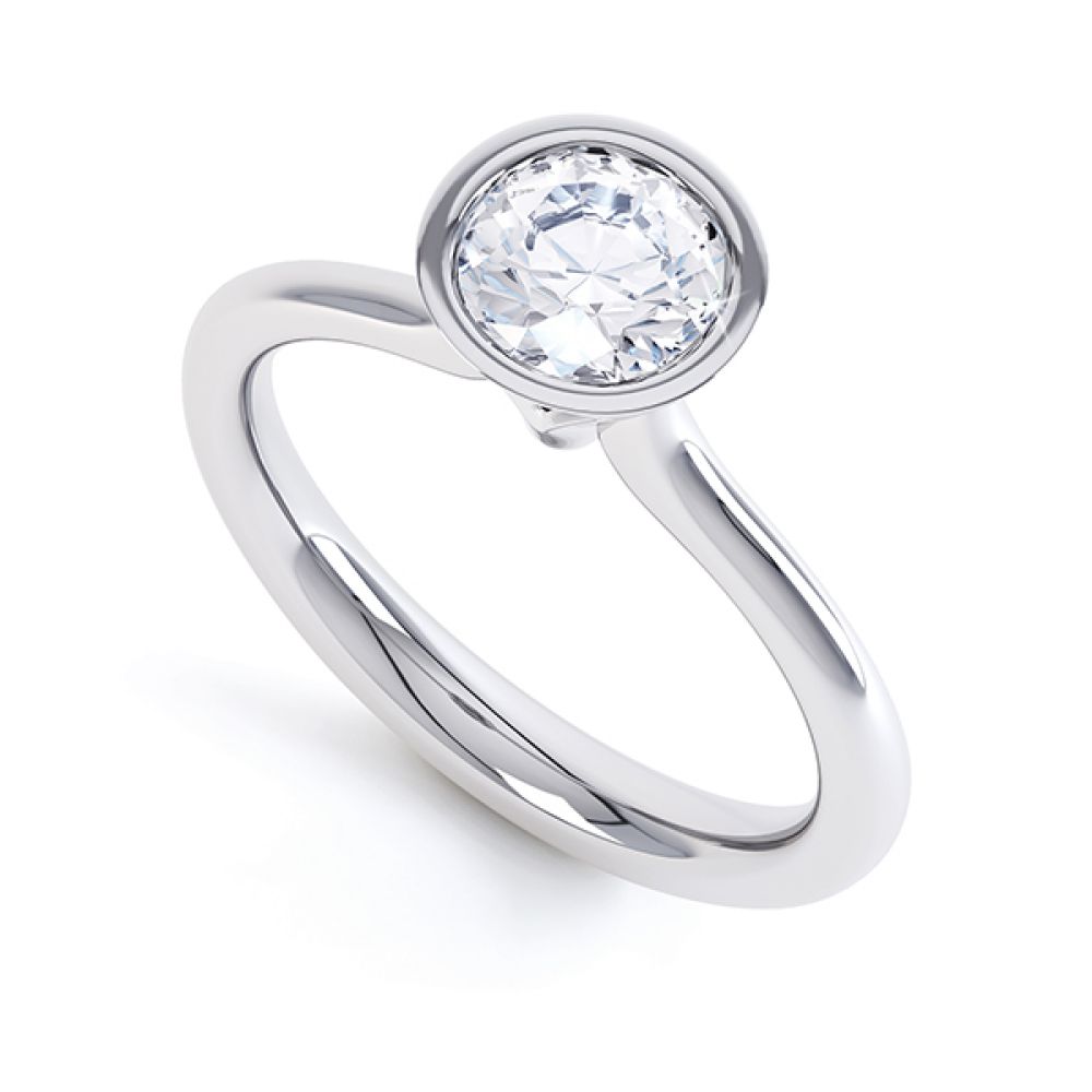 Slender Fluted Bezel Solitaire Diamond Ring