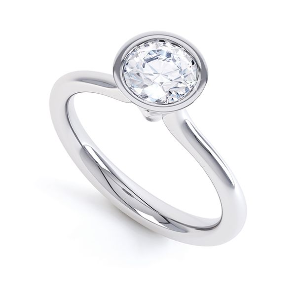 Slender Fluted Bezel Solitaire Diamond Ring Main Image