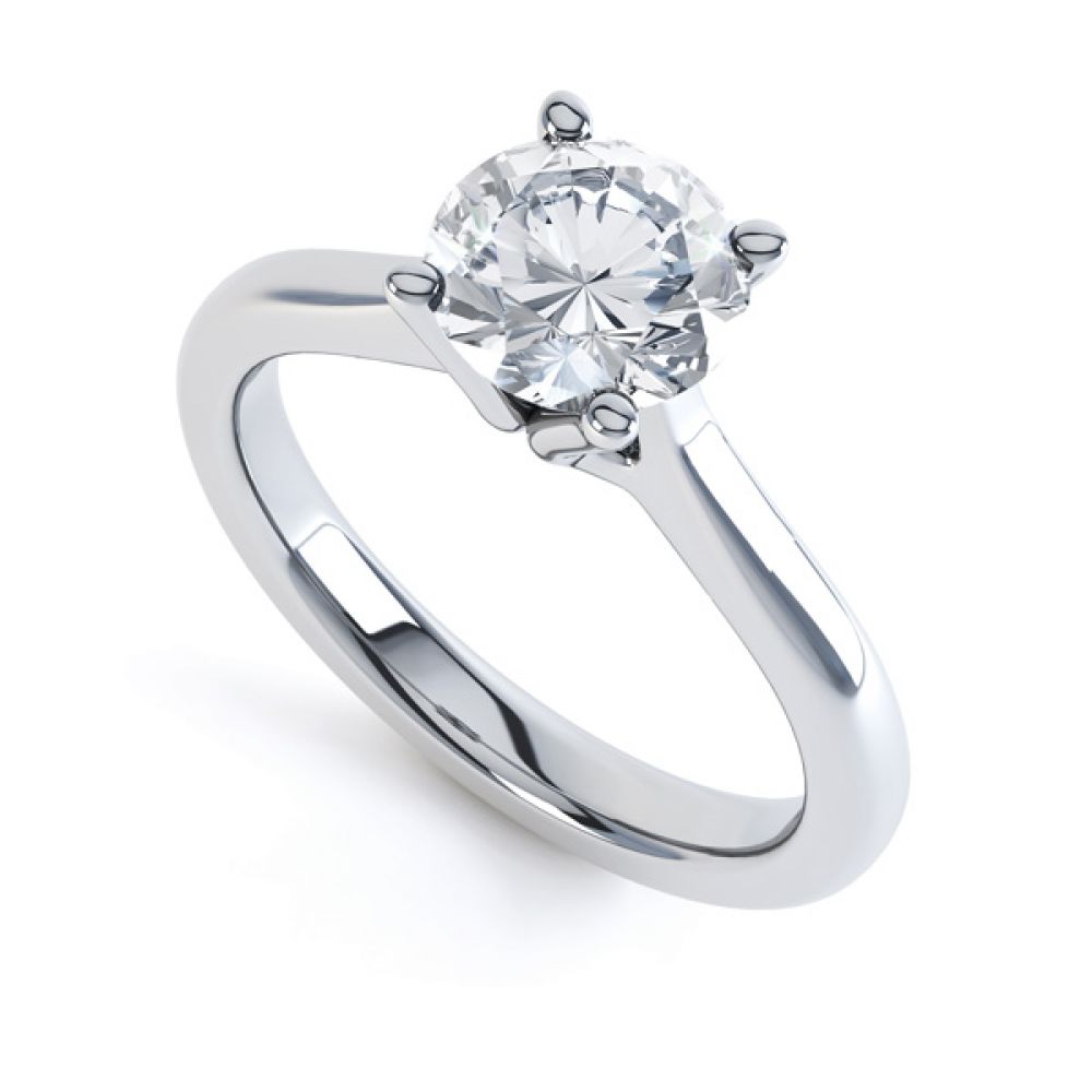 Swan Neck 4 Claw Round Diamond Engagement Ring