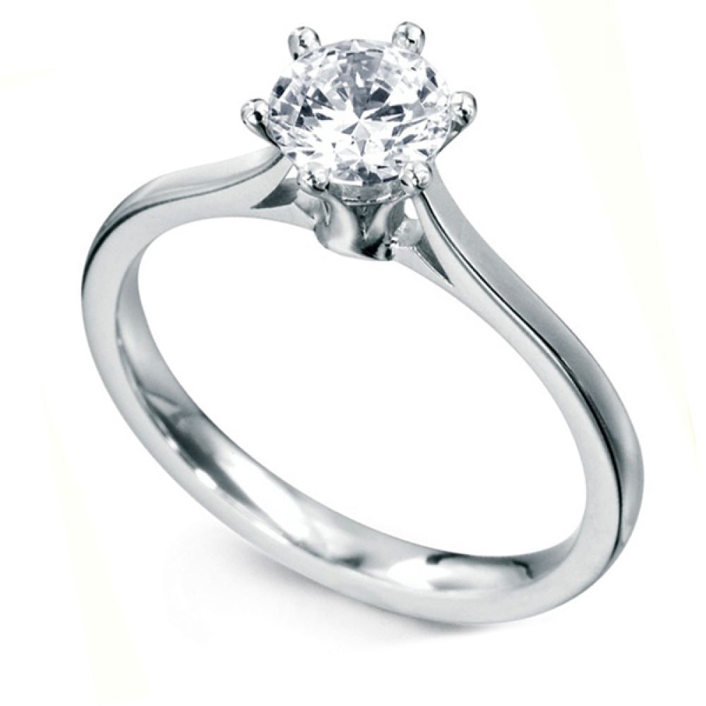 Tall Slender 6 Claw Diamond Solitaire Ring - Platinum