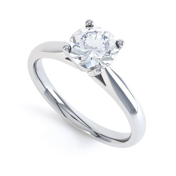 4 Prong Diamond Solitaire Ring with Open Shoulders Main Image