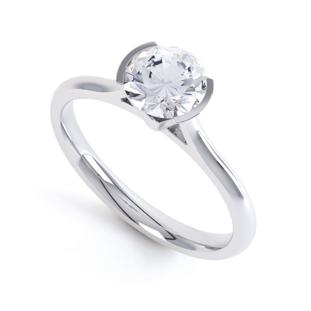Fluted Part Engagement Ring with High Setting Fluted Part Engagement Ring with High Setting
