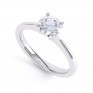 Rhona R1D049 Perspective view in white gold Rhona, R1D049 four claw solitaire engagement ring in 18ct white gold. Perspective view