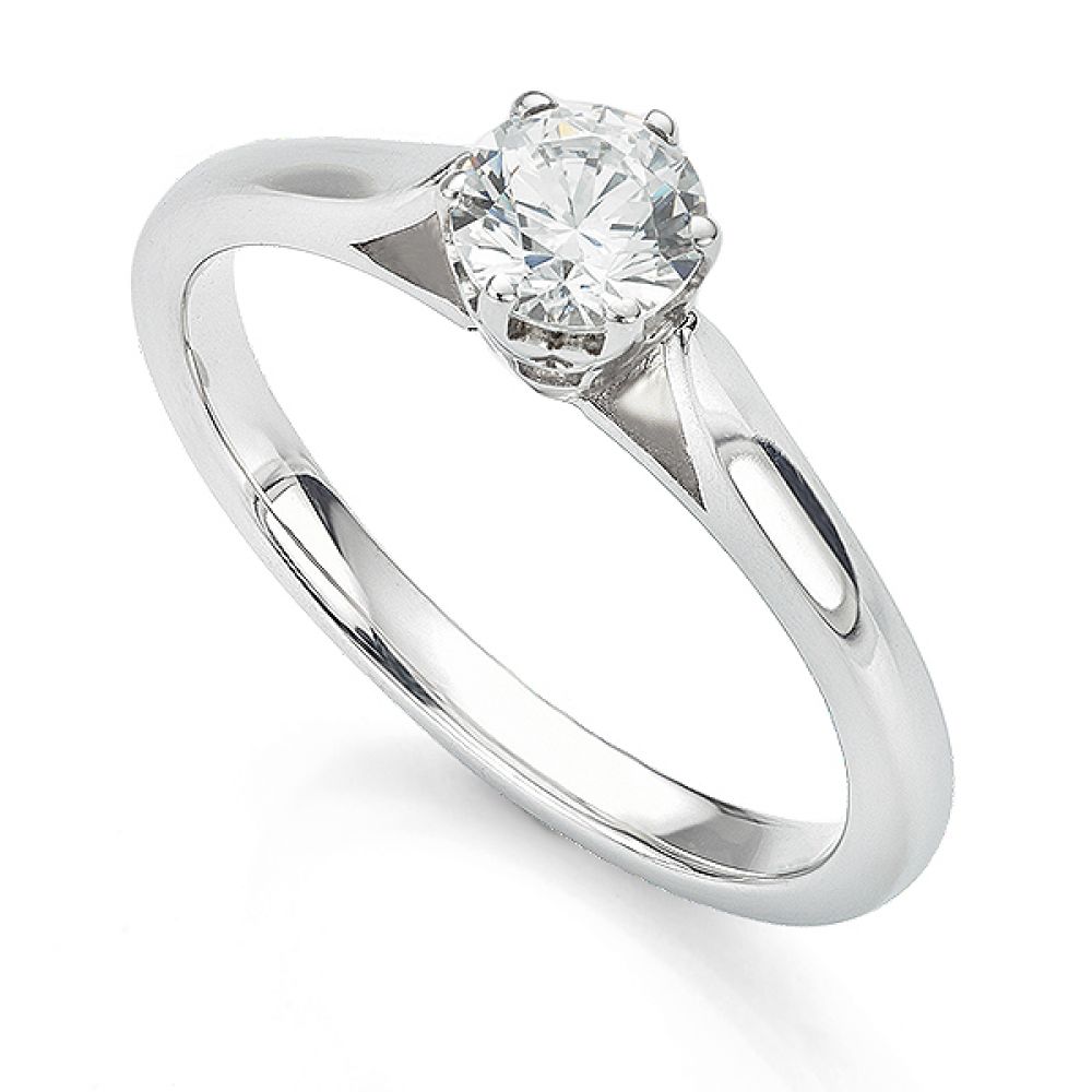 6 Claw Crown Set Round Solitaire Engagement Ring