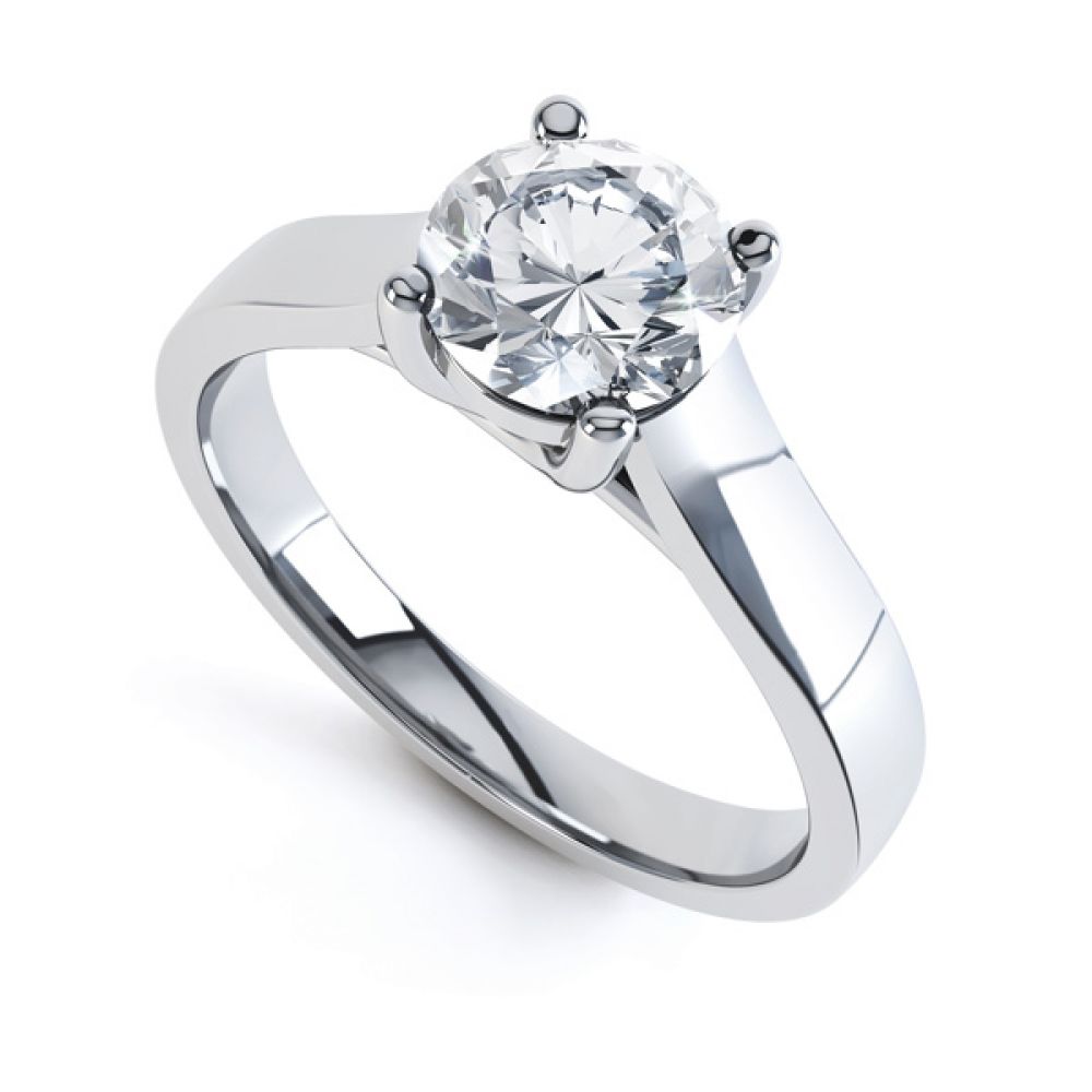 Elegant Round Solitaire with Cross-Over 4 Claw Setting top White Elegant Round Solitaire with Cross-Over 4 Claw Setting top White