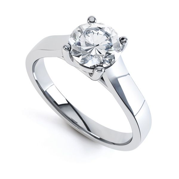 Elegant Round Solitaire with Cross-Over 4 Claw Setting Main Image