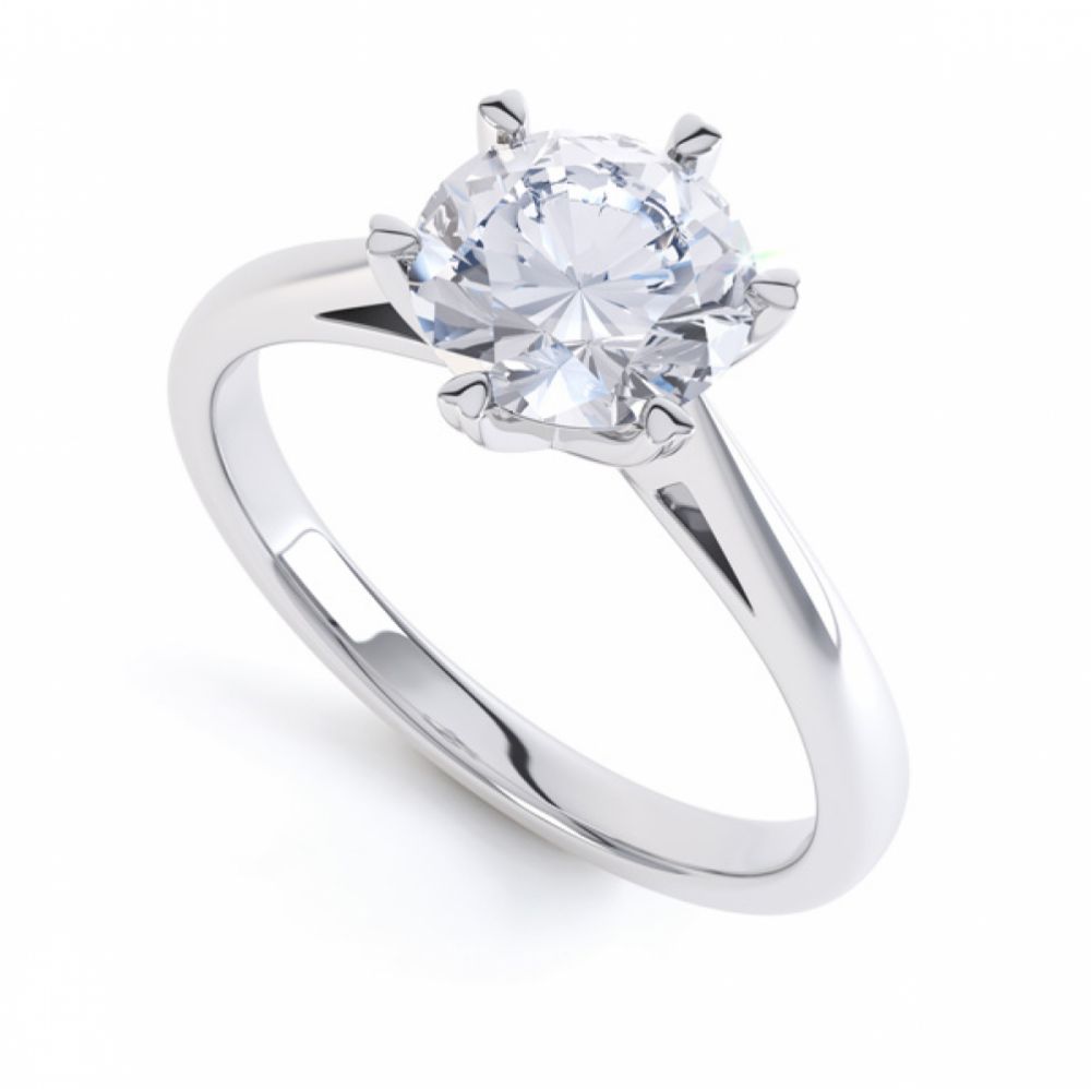 Round Solitaire with 6 Heart Shaped Claw Setting Round Solitaire with 6 Heart Shaped Claw Setting