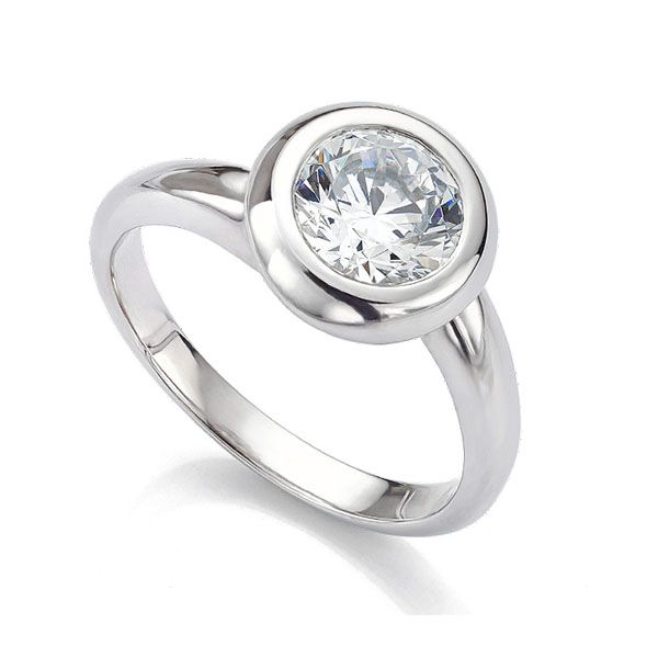 Domed Bezel Round Solitaire Twist Engagement Ring