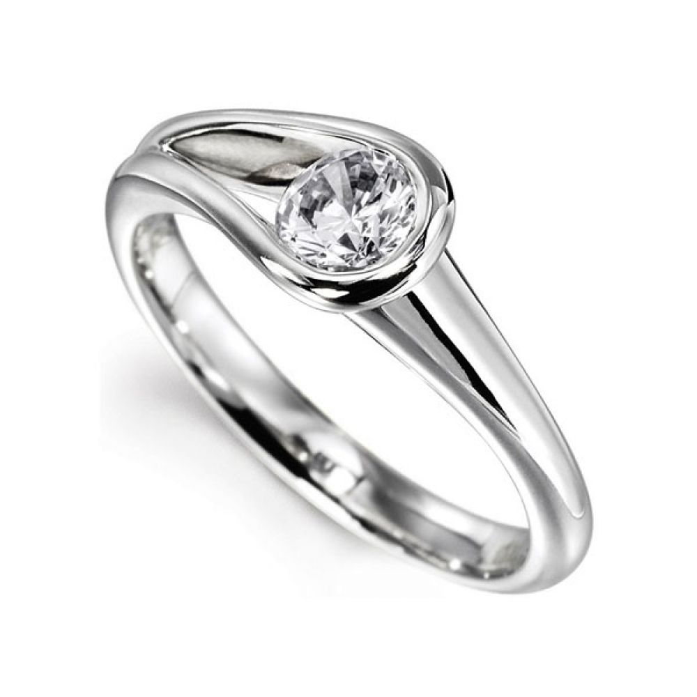 Loop Bezel Round Solitaire Engagement Ring - White perspective