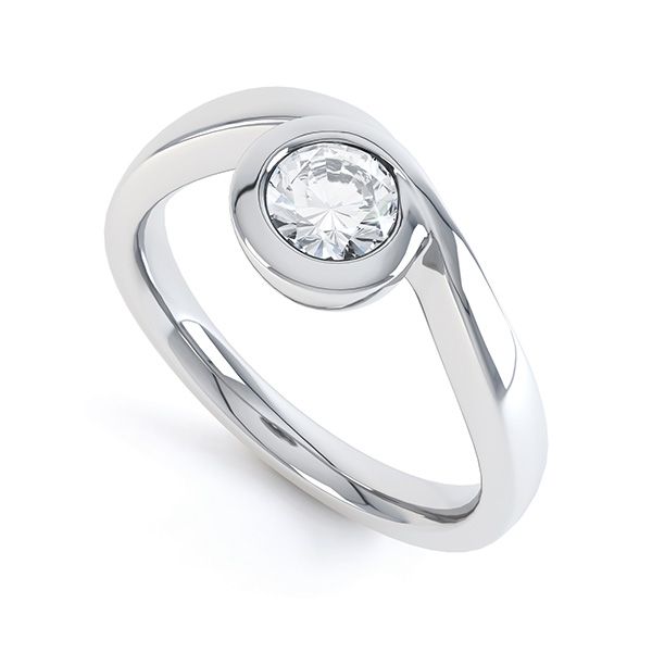 Asymmetrical Full Bezel Diamond Engagement Ring Main Image