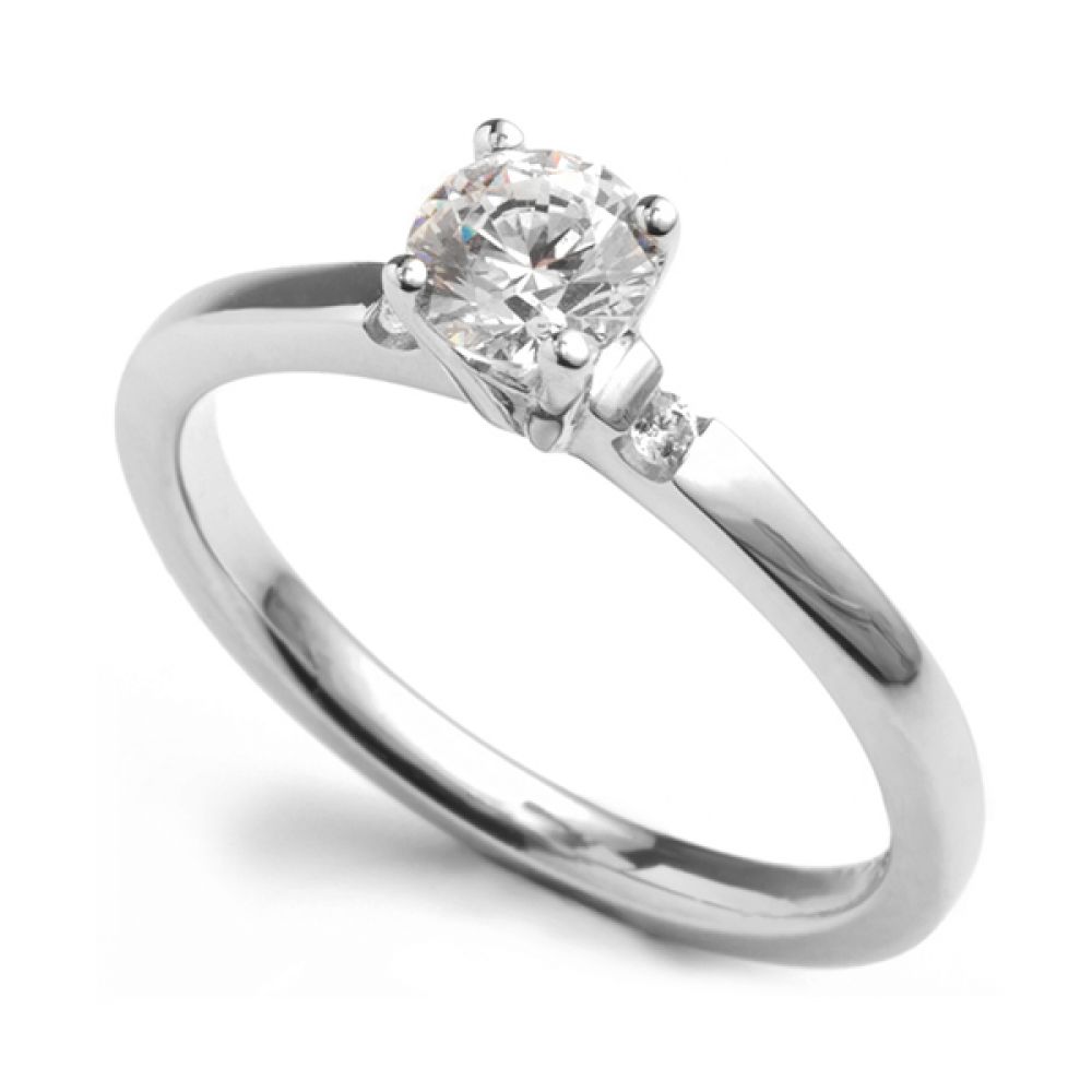 Accented Diamond Shoulder Engagement Ring - Platinum