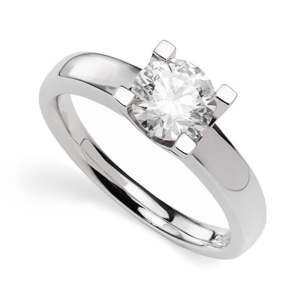 Berlin diamond engagement ring, solitaire design with squared claws showing 1 carat example in Platinum