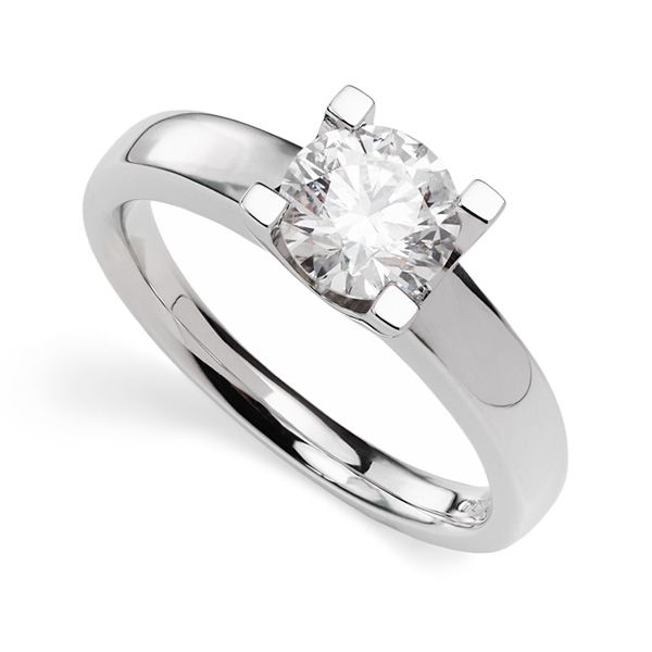 Square Pronged Round Diamond Engagement Ring Main Image