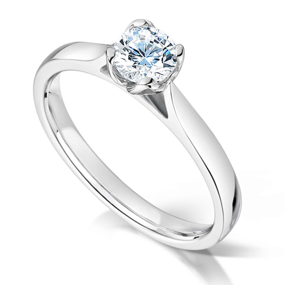 Petal Effect 4 Claw Round Solitaire Engagement Ring